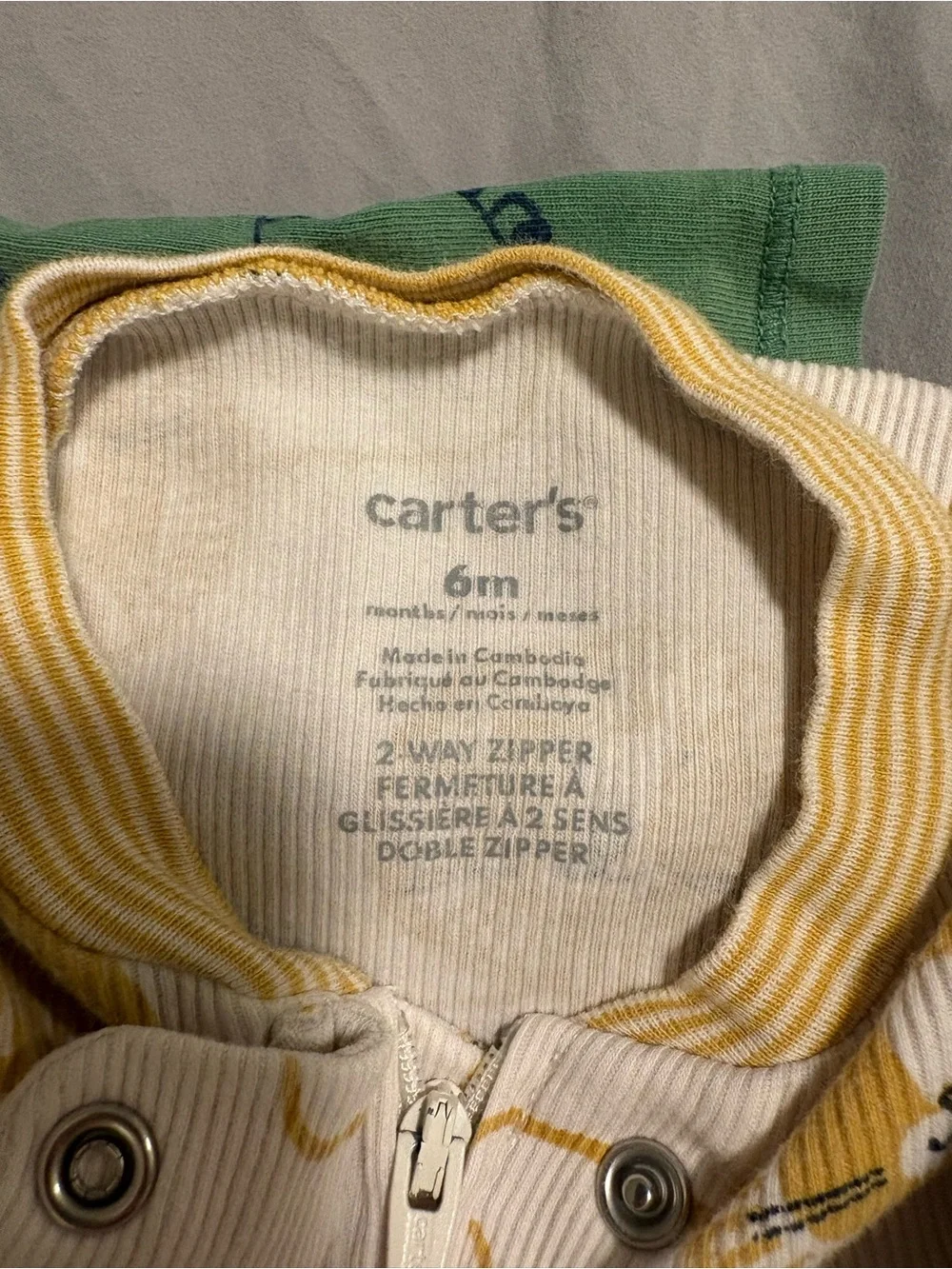 Carter's 6M Footed Pajama Bundle of 4 - Elephant, Dinos, Lions, Transportation